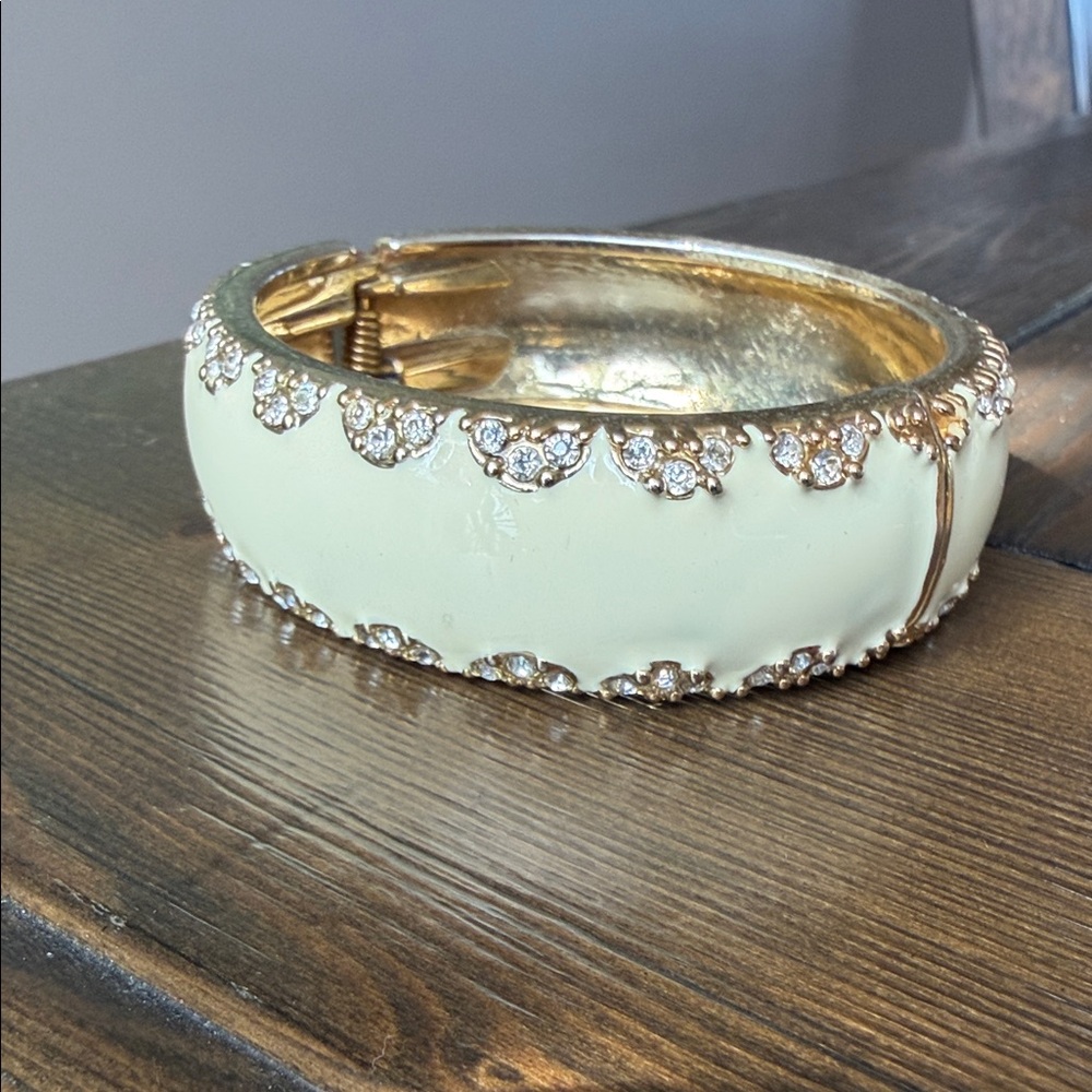 Stella & Dot Gold and Cream Bracelet with Sparkling Accents